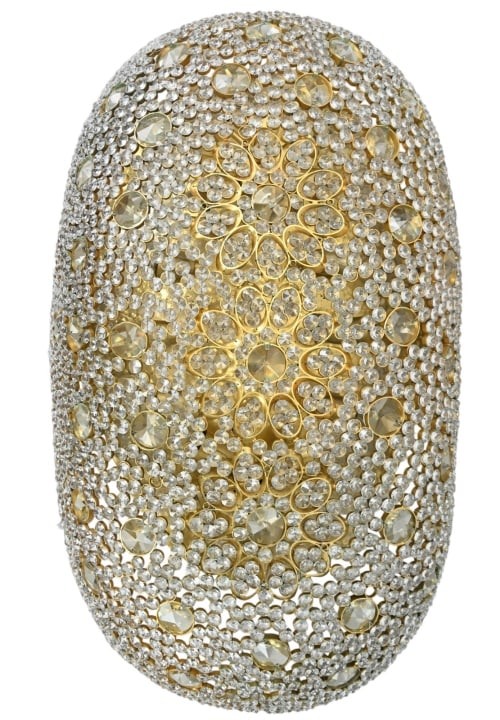 MID CENTURY CRYSTAL BRONZE BRASS
