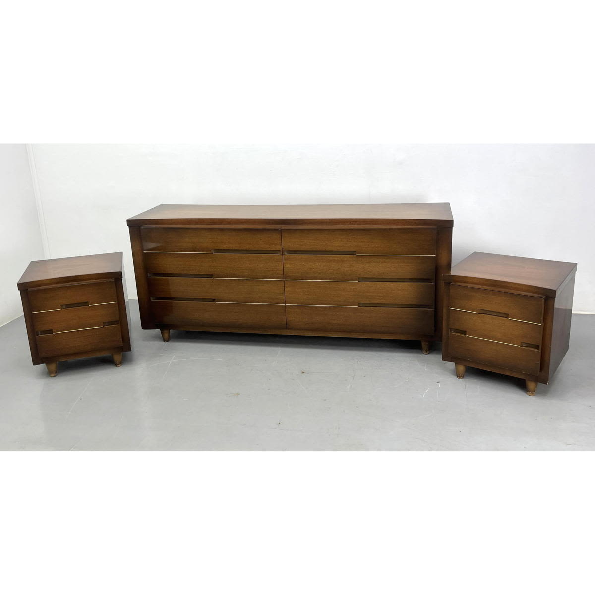 Mid century dresser and 2 night
