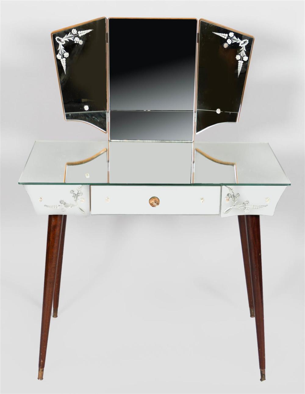 MID-CENTURY ETCHED MIRRORED AND