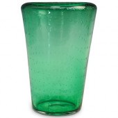 MID CENTURY GREEN GLASS VASEDE