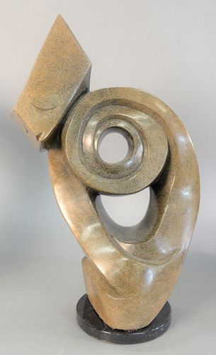 MID-CENTURY LARGE CARVED STONE
