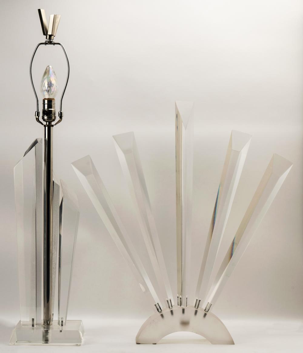 MID-CENTURY LUCITE SCULPTURE AND