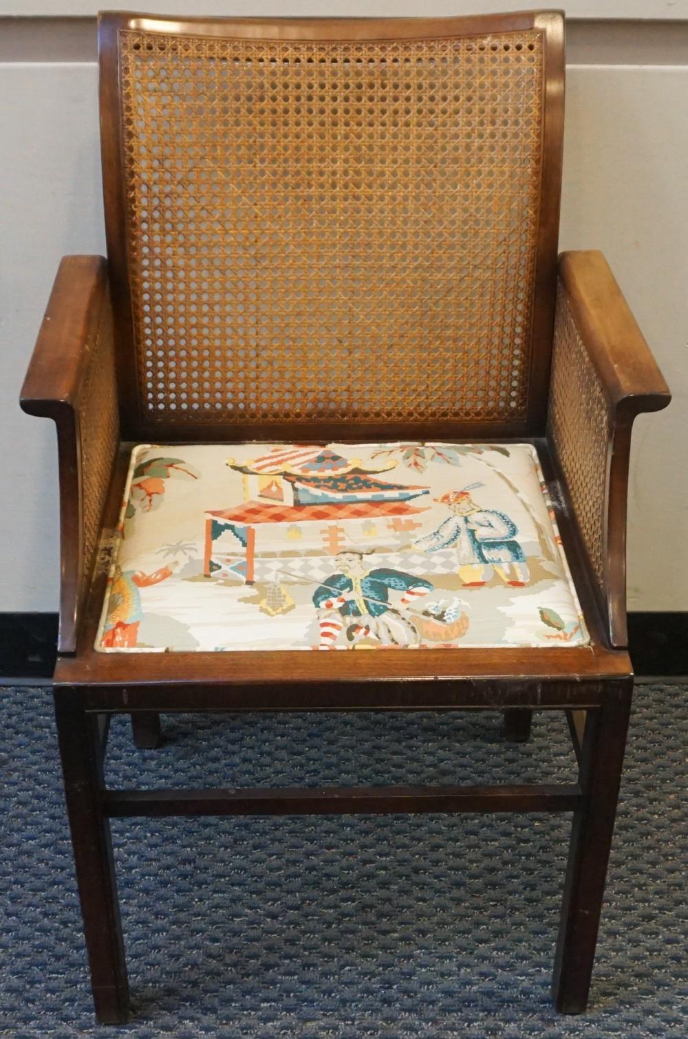 MID-CENTURY MAHOGANY CANE BACK
