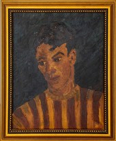 MID-CENTURY "MAN IN STRIPED SW