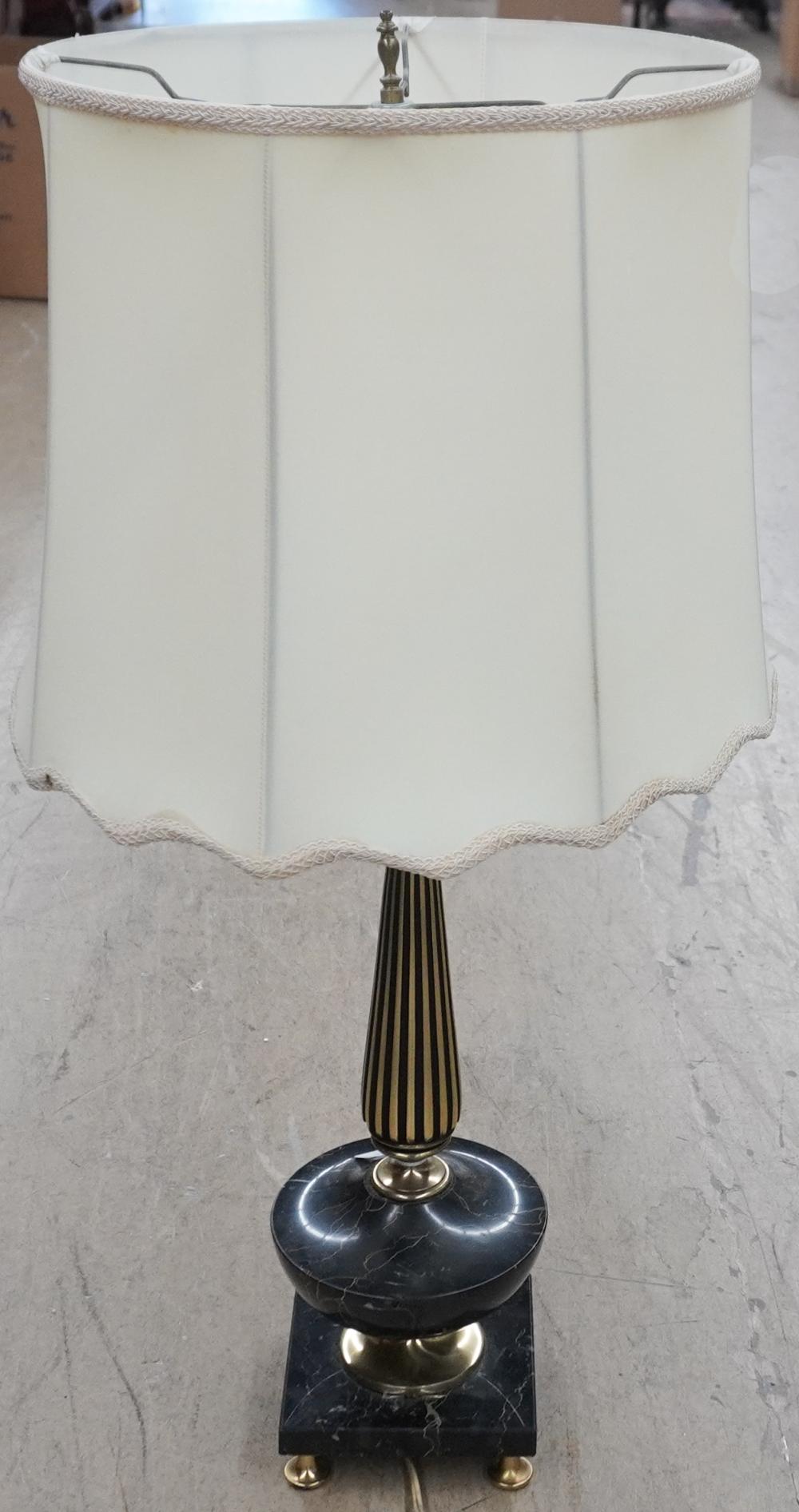 MID CENTURY MARBLE AND BRASS