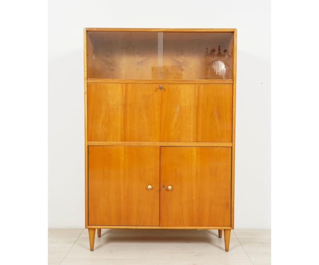 Mid-century modern blonde wood fall
