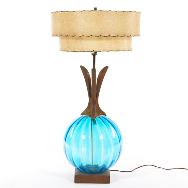 MID-CENTURY MODERN BLUE GLASS AND