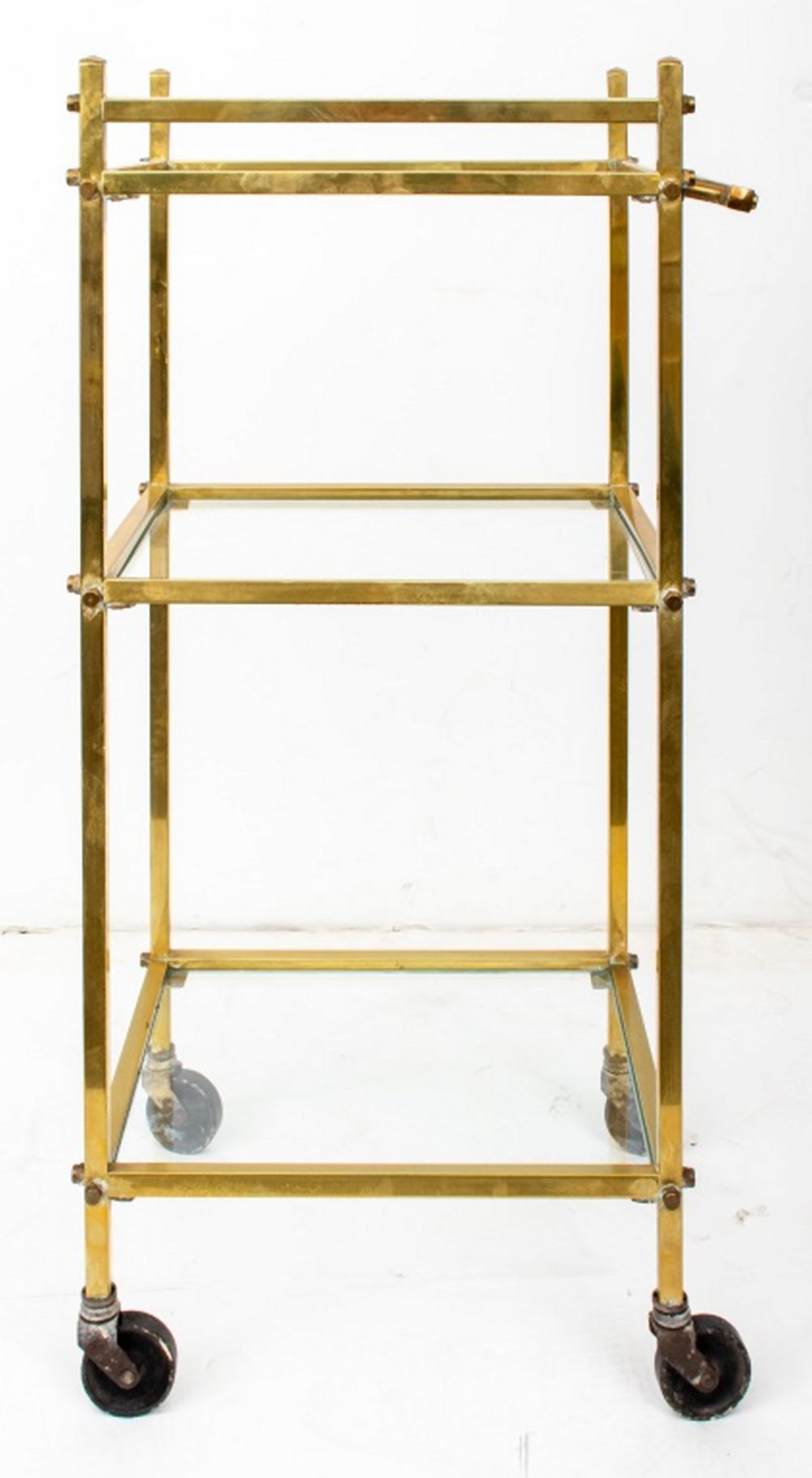 MID CENTURY MODERN BRASS & GLASS