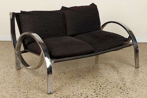 MID CENTURY MODERN CHROME SETTEE C.