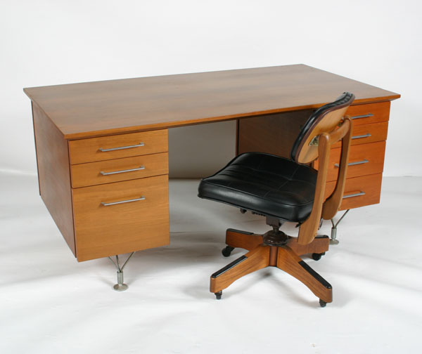 Mid-century modern desk and chair;