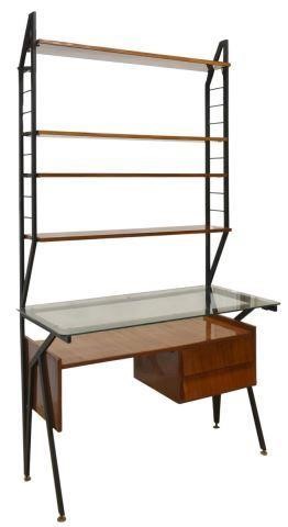MID-CENTURY MODERN GLASS-TOP DESK