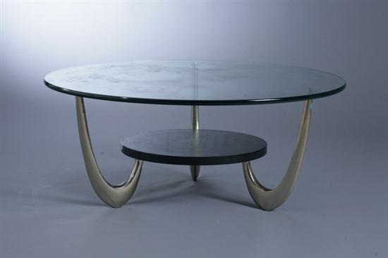 MID-CENTURY-MODERN GLASS TOP
