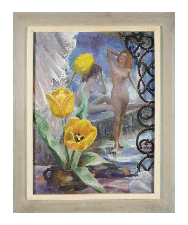 MID-CENTURY NUDES WITH FLOWERS, OIL
