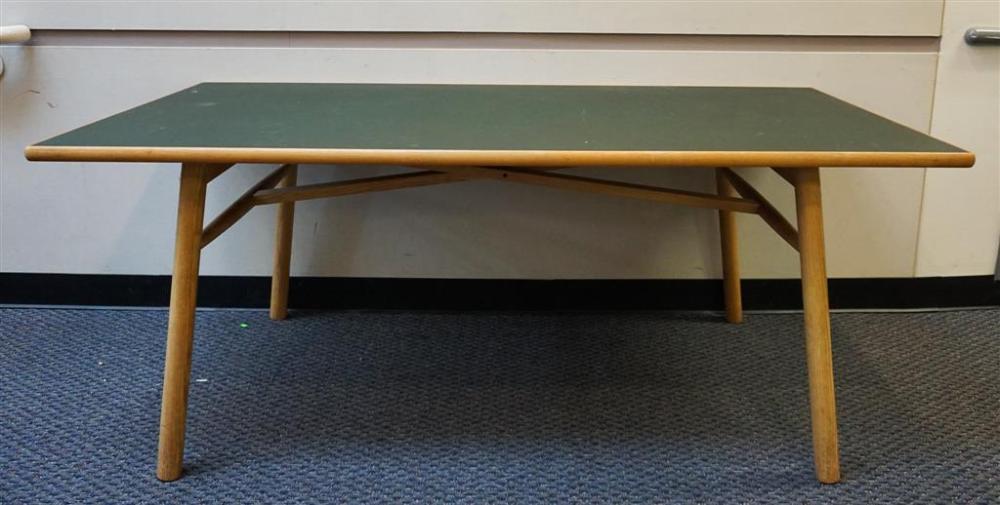 MID-CENTURY OAK AND FAUX SLATE