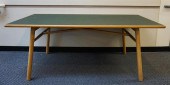 MID-CENTURY OAK AND FAUX SLATE