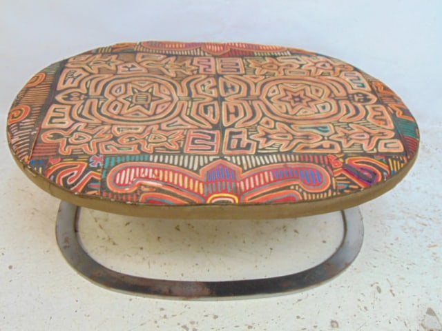 MID CENTURY OTTOMAN WITH STEEL BASE