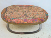 MID CENTURY OTTOMAN WITH STEEL