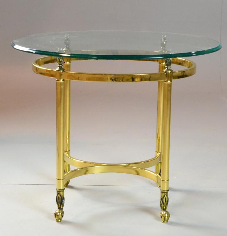 Mid Century Oval Brass & Glass
