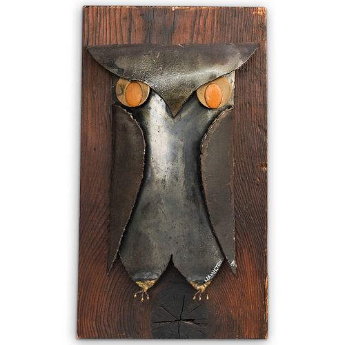 MID CENTURY OWL BRUTALIST METAL