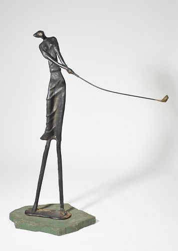 MID-CENTURY PAINTED IRON SCULPTURE,