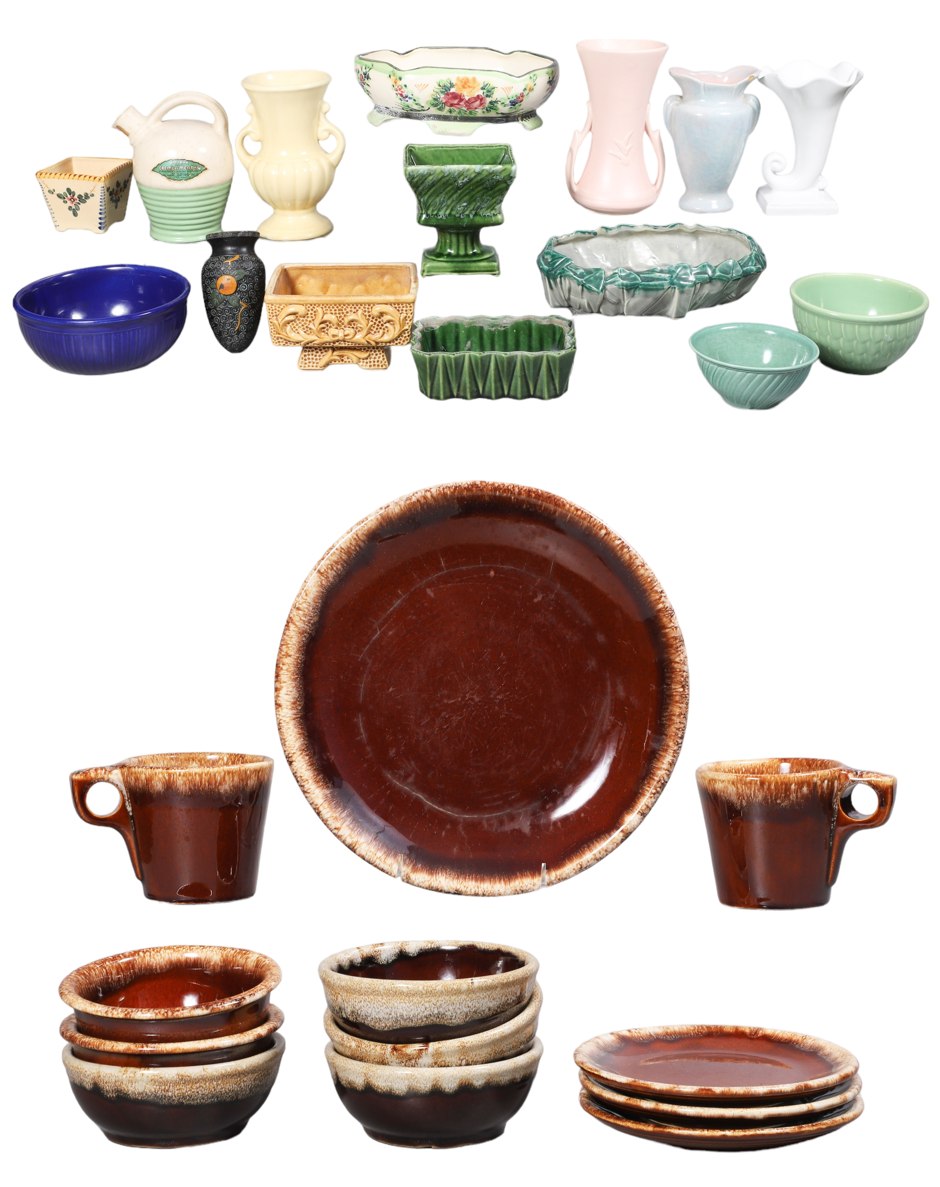 Mid Century pottery grouping to