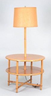 MID-CENTURY RATTAN LAMP TABLEM