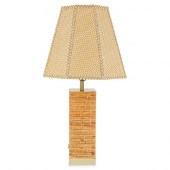 MID CENTURY RATTAN WICKER TABL