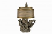 MID-CENTURY ROOT WOOD LAMP, AS