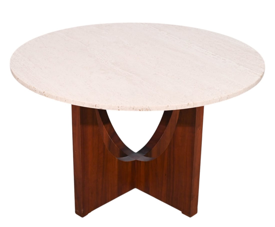 MID CENTURY ROUND TRAVERTINE