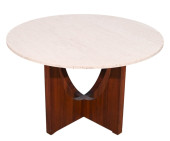 MID CENTURY ROUND TRAVERTINE S