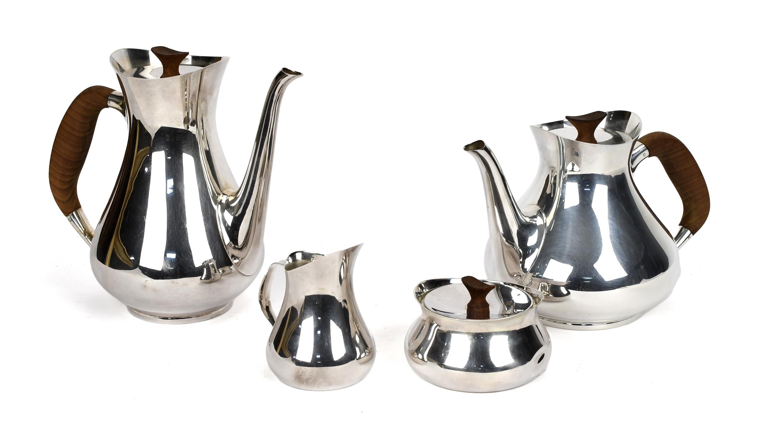 MID-CENTURY STERLING TEA SET. A