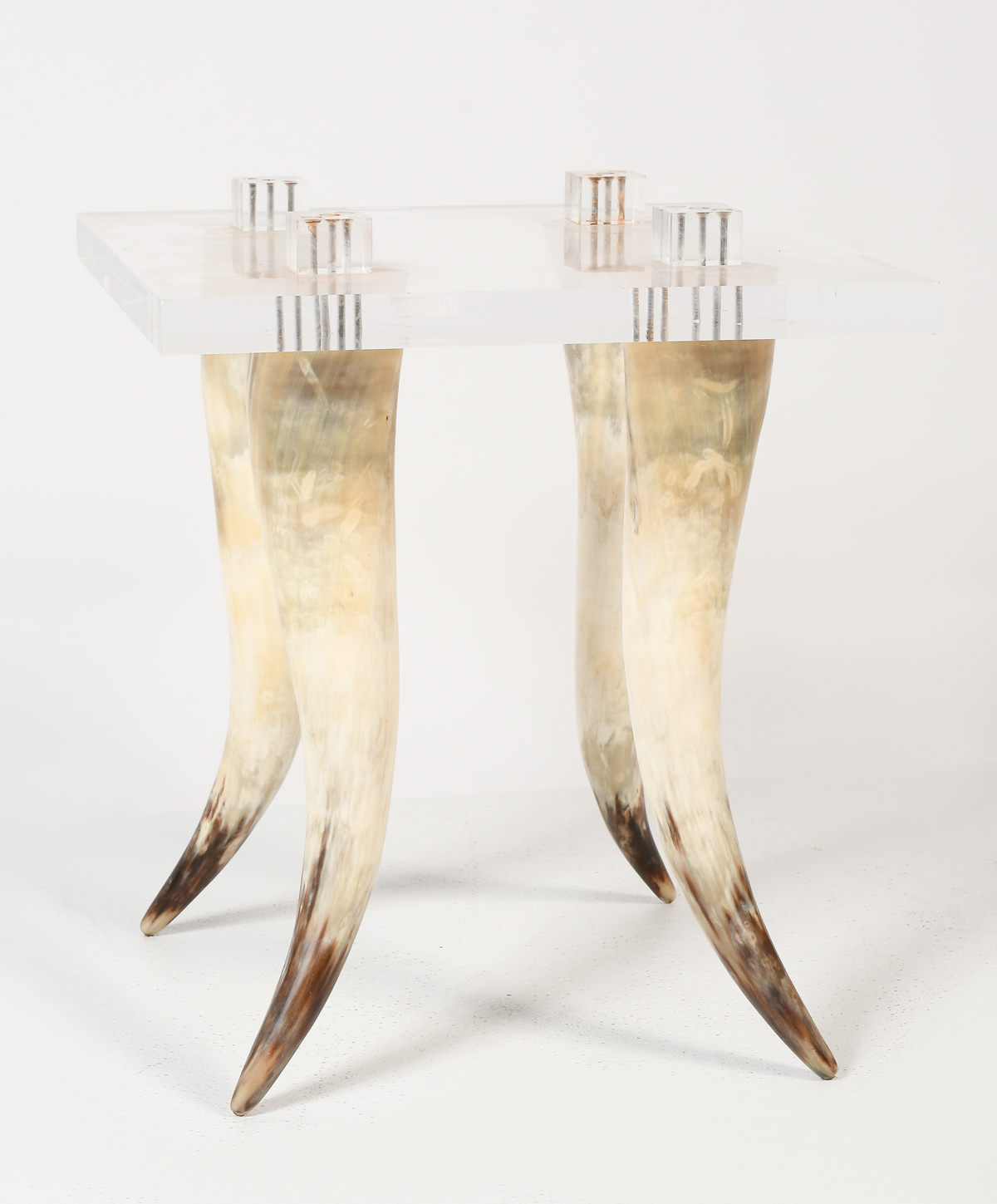 MID-CENTURY STYLE HORN & LUCITE TOP