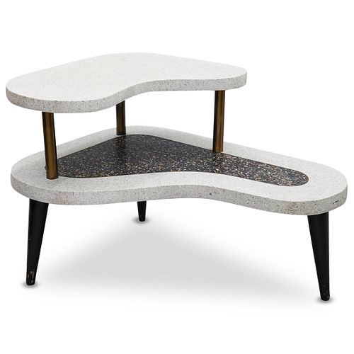 MID CENTURY TERRAZZO TWO-TIERED END