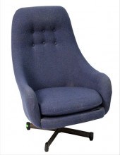 MID. CENTURY UPHOLSTERED SWIVE