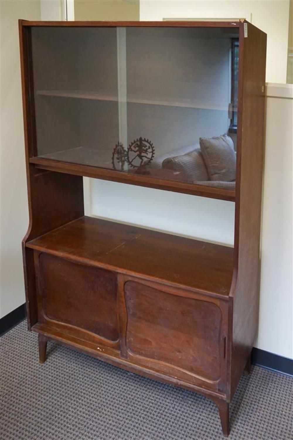 MID-CENTURY WALNUT CHINA CABINET,