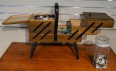 MID-CENTURY WALNUT FOLD-OUT SE