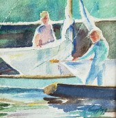 MID-CENTURY WATERCOLOR ON PAPE