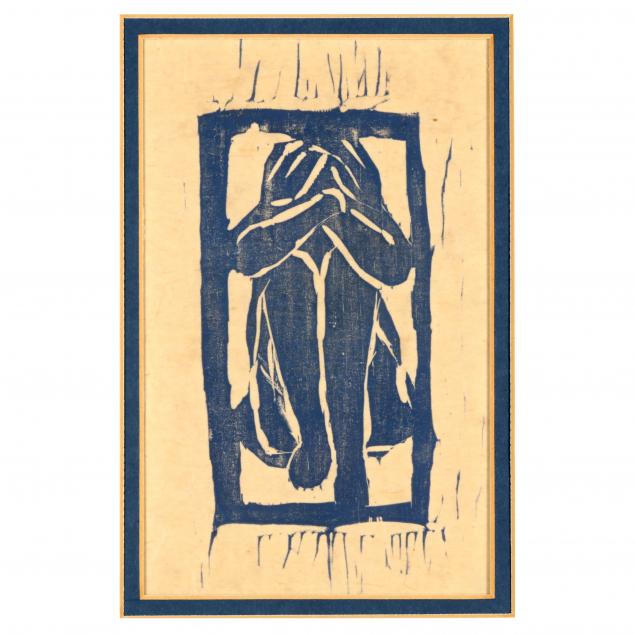 MID-CENTURY WOODBLOCK PRINT OF A