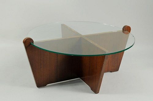 MID CENTURY X FORM GLASS & WOOD