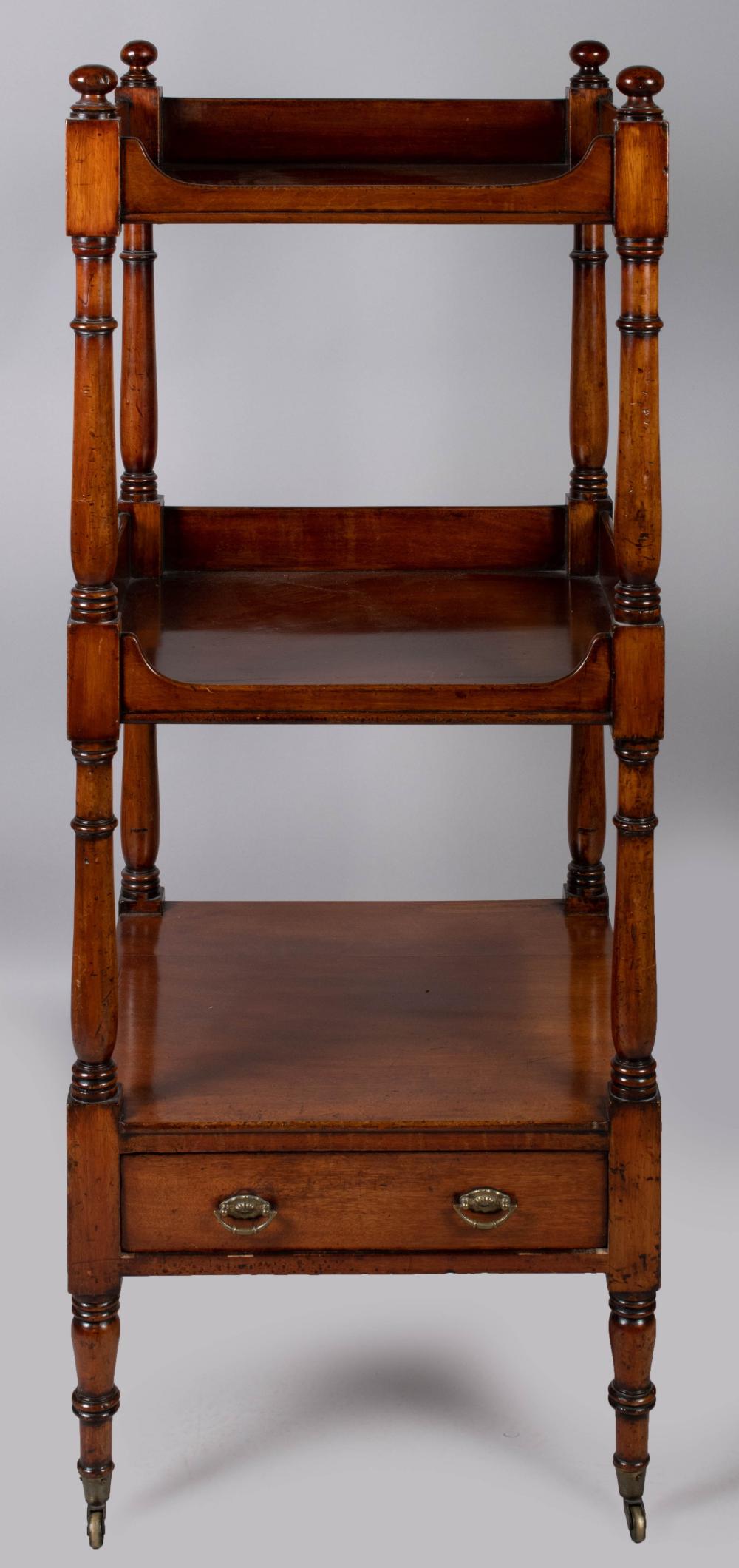 MID-VICTORIAN MAHOGANY WHATNOT,