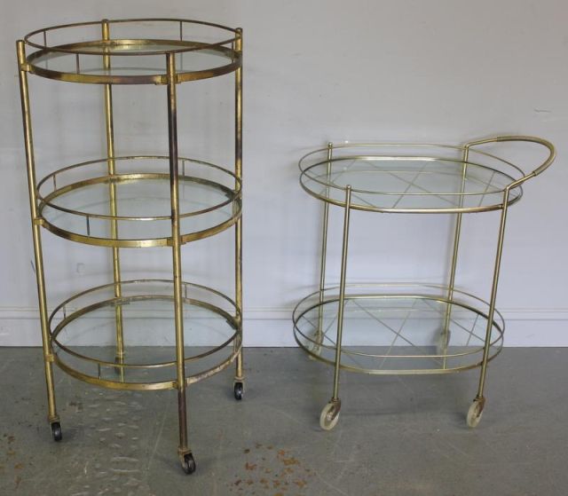 Midcentury 3 Tier Brass and Glass