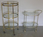 Midcentury 3 Tier Brass and Gl