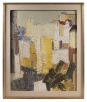 MIDCENTURY ABSTRACT OIL OF HOU