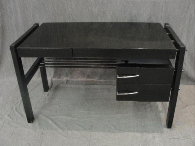 Midcentury Black Lacquer Desk. From