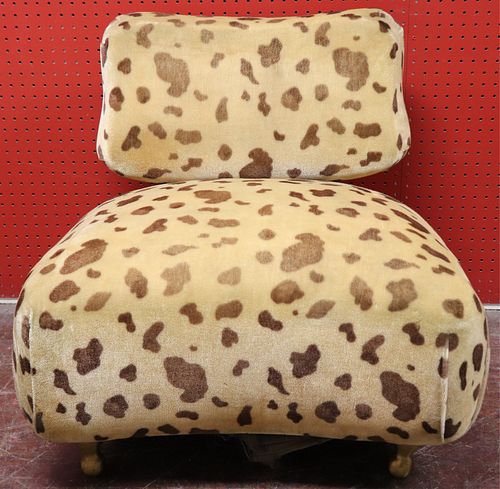 MIDCENTURY BRASS AND UPHOLSTERED