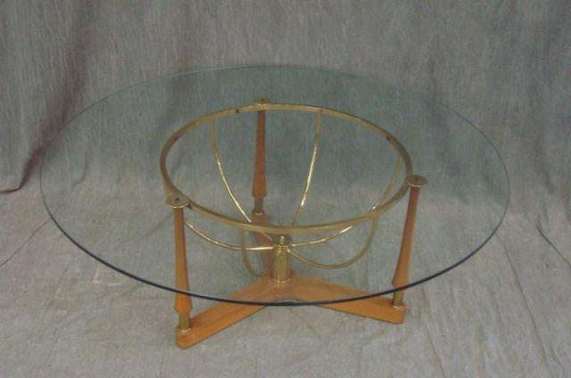 Midcentury Brass & Wood Round