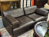 Midcentury Brown Leather Secti