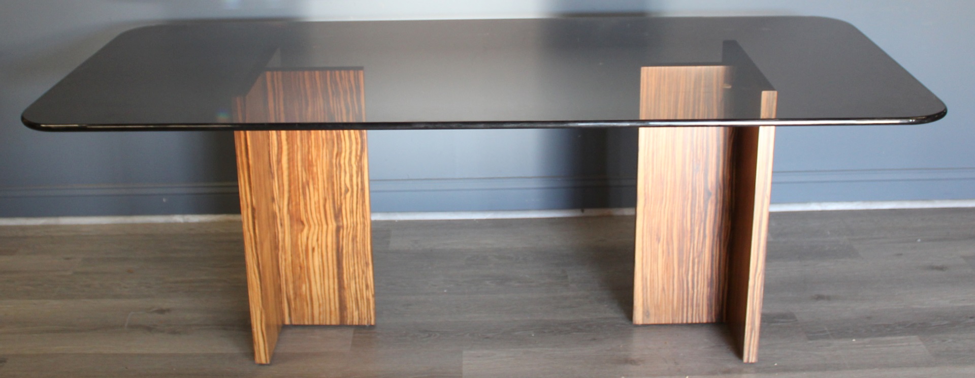 MIDCENTURY EXOTIC WOOD BASE TABLE