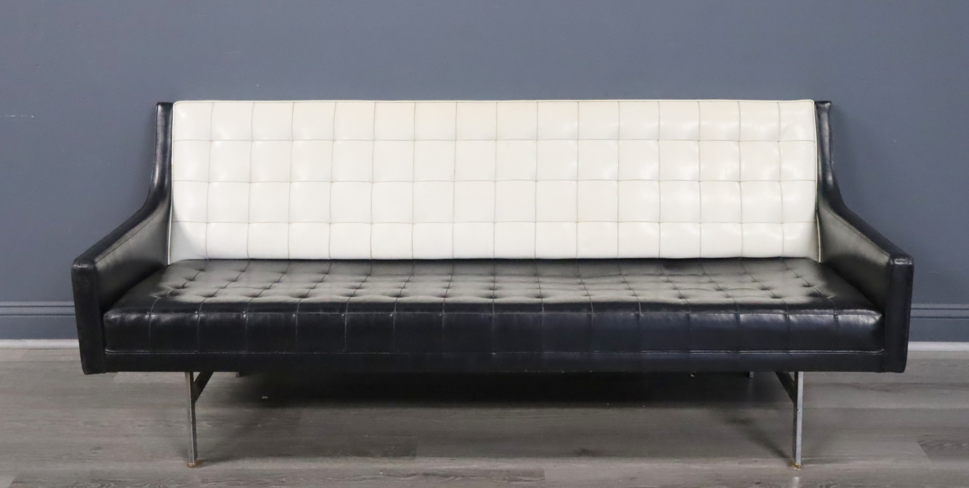 MIDCENTURY FAUX LEATHER UPHOLSTERED
