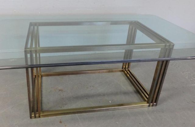 Midcentury Gilt Metal and Glass Top